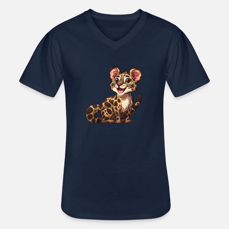 Verspielter Junger Leopard Blick - Männer-T-Shirt mit V-Ausschnitt - Navy