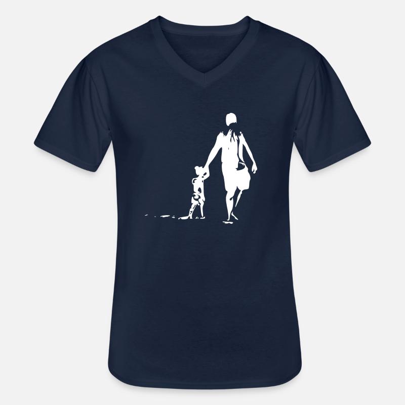 Vater und Tochter hell - Männer-T-Shirt mit V-Ausschnitt - Navy