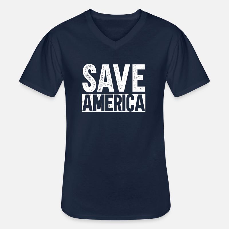 Save America - Männer-T-Shirt mit V-Ausschnitt - Navy