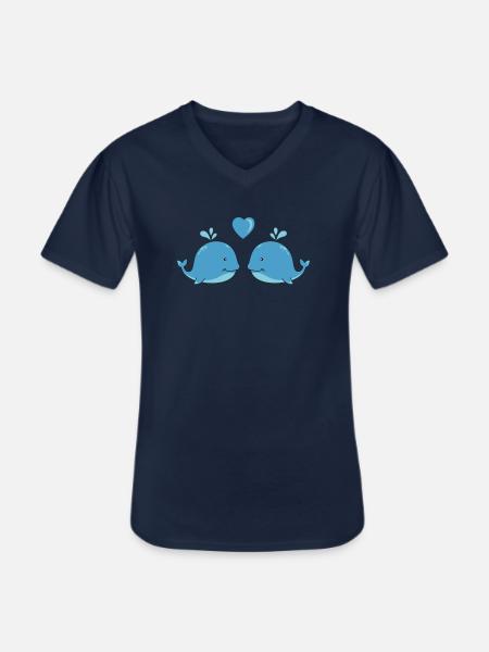 Baleines amoureuses - T-shirt col V Homme - marine