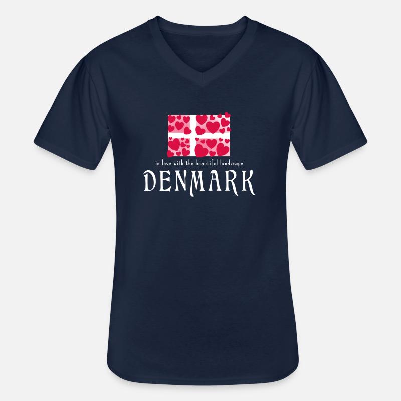 Denmark Dänemark Danmark - Männer-T-Shirt mit V-Ausschnitt - Navy