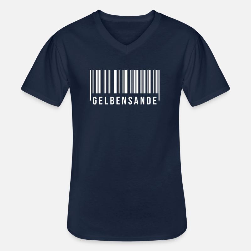 Gelbensande Strichcode - Männer-T-Shirt mit V-Ausschnitt - Navy