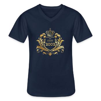 22. Geburtstag "Semper Verum - Established 08/2002 - Männer-T-Shirt mit V-Ausschnitt - Navy - Vorne - AI Model Male 178 dark (178cm)