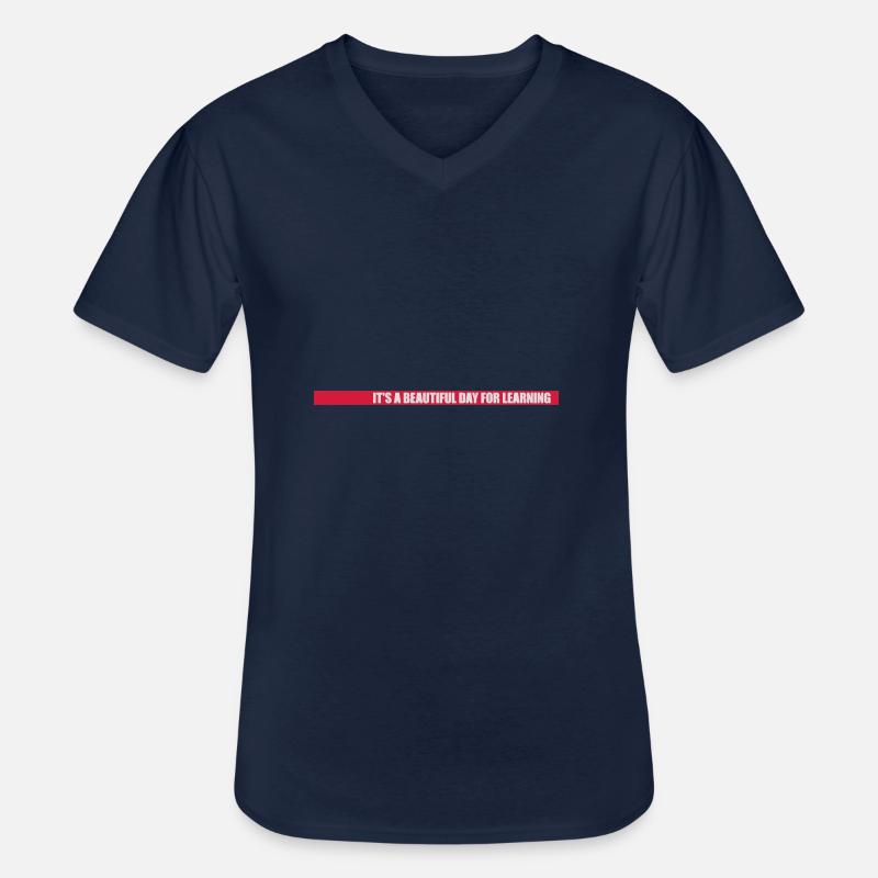 beautiful day for learning - Männer-T-Shirt mit V-Ausschnitt - Navy