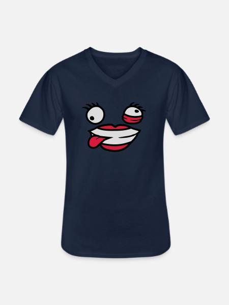 Crazy female comic face - Men's V-Neck T-Shirt - navy
