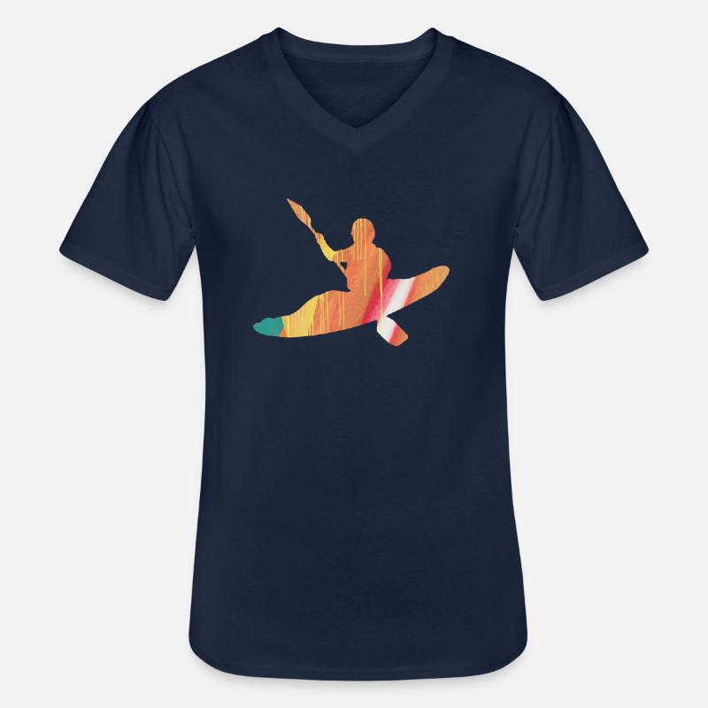 Rudern, Rafting, Kajak, Graffiti, Boot - Männer-T-Shirt mit V-Ausschnitt - Navy