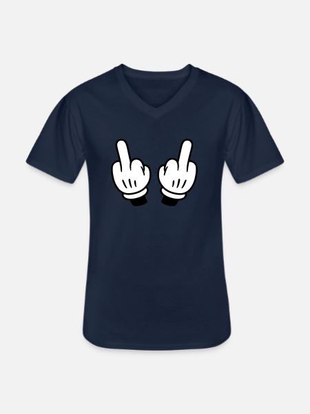 Mittelfinger Hand Comic - Männer-T-Shirt mit V-Ausschnitt - Navy