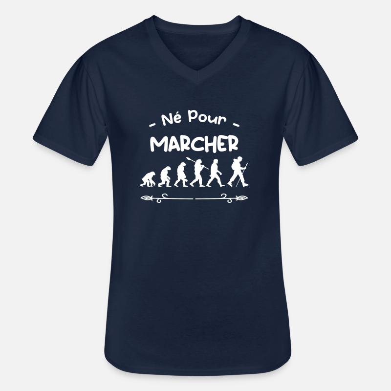 né pour marcher évolution - T-shirt col V Homme - marine
