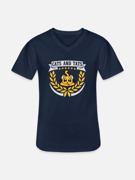 cats and tats quote - Men's V-Neck T-Shirt - navy
