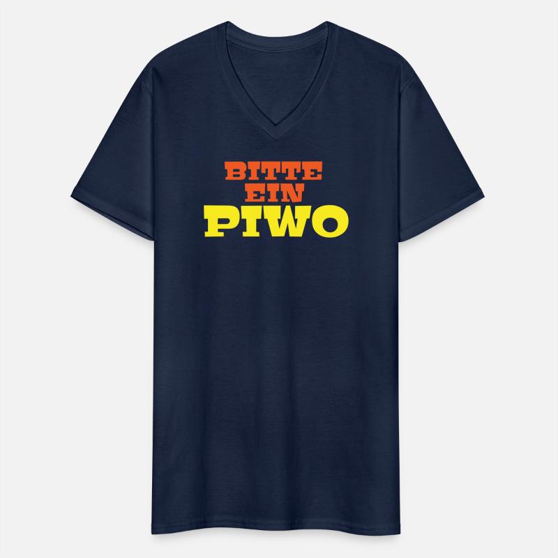 Bitte ein Piwo Polnisch Deutsch Spruch Geschenk Männer-T-Shirt mit V-Ausschnitt