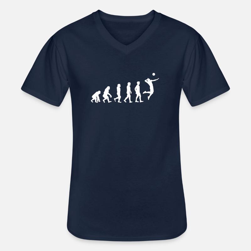 Volleyball Evolution Entwicklung Beachvolleyball - Männer-T-Shirt mit V-Ausschnitt - Navy