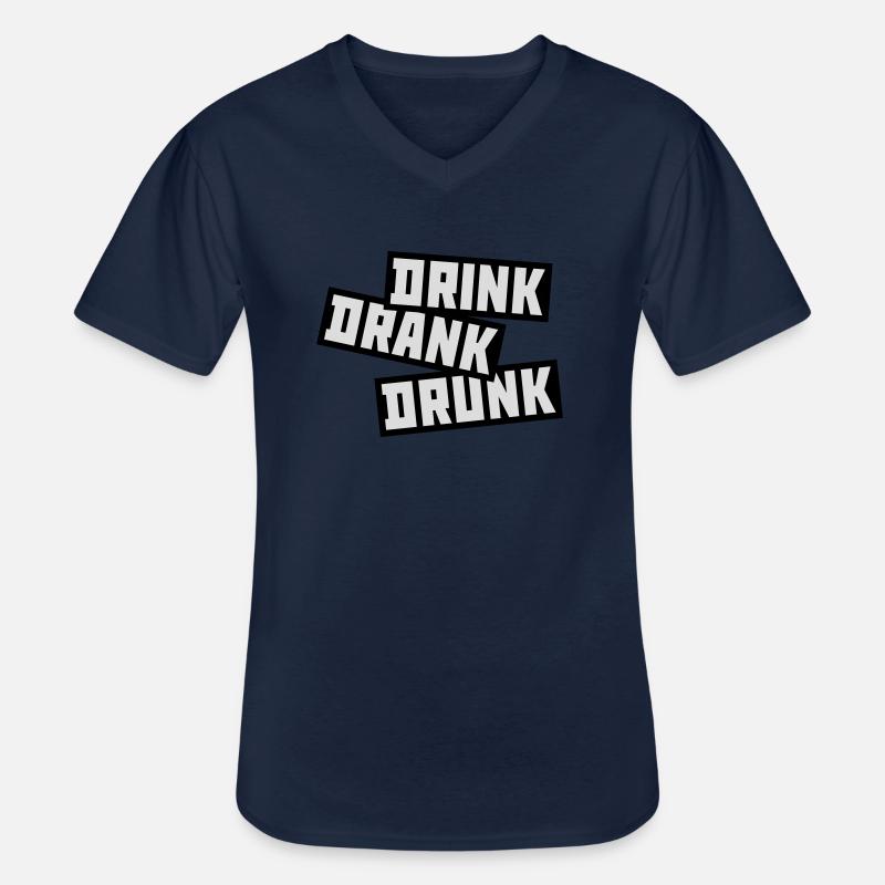drink drank drunk Zitat - Männer-T-Shirt mit V-Ausschnitt - Navy