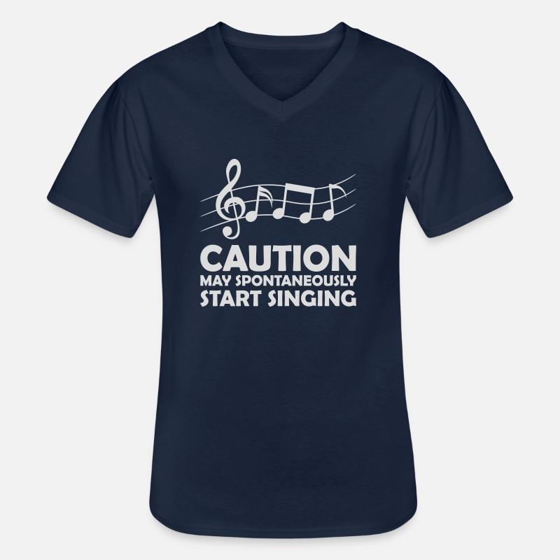 may spontaneously start singing - Men's V-Neck T-Shirt - navy