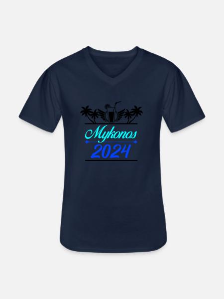 Mykonos 2024 - Men's V-Neck T-Shirt - navy