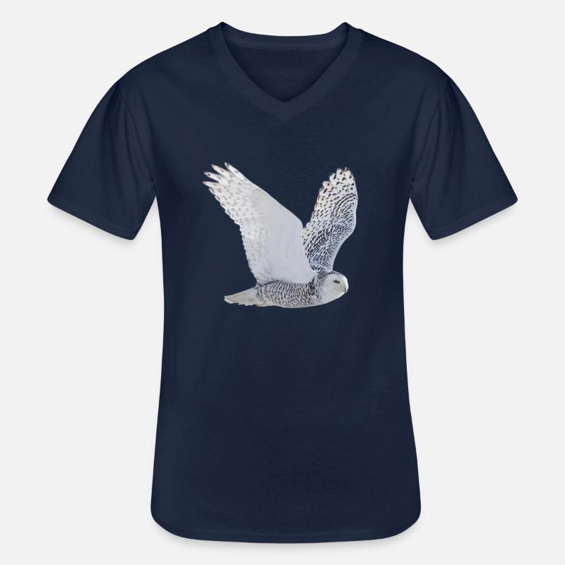 Weisse Eule - Männer-T-Shirt mit V-Ausschnitt - Navy