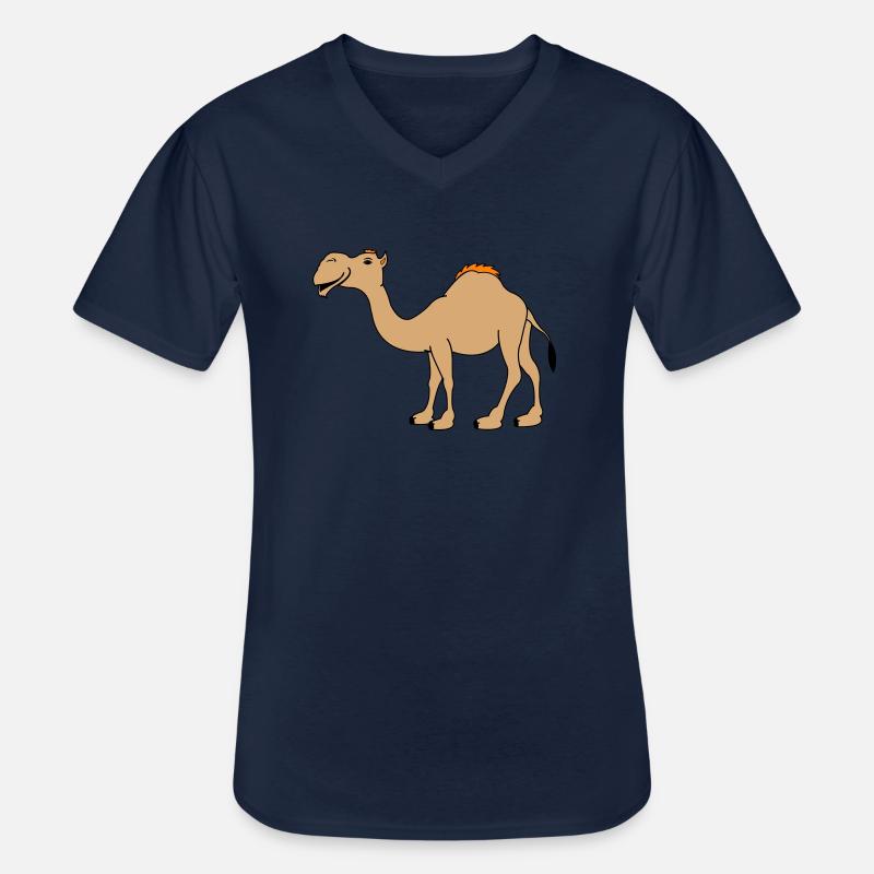 Kamel - Männer-T-Shirt mit V-Ausschnitt - Navy