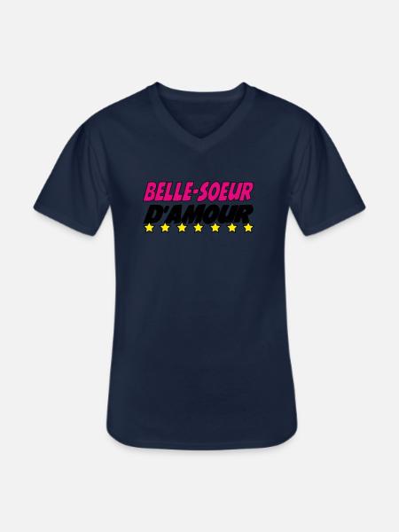 Smuk søster af kærlighed - Klassisk herre T-shirt med V-udskæring - marineblå