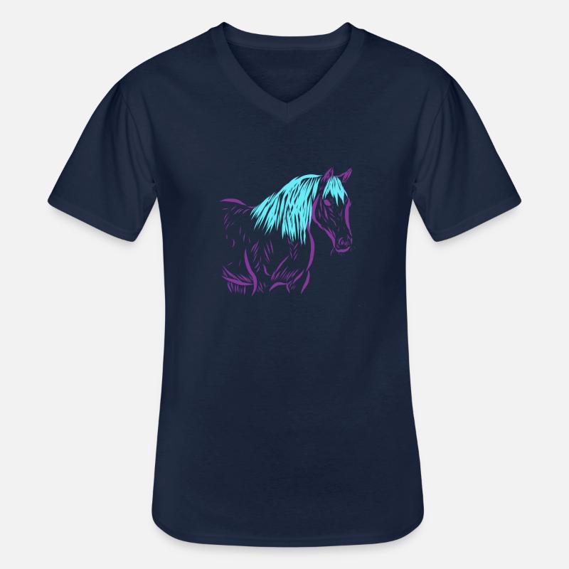 Pferd - Männer-T-Shirt mit V-Ausschnitt - Navy