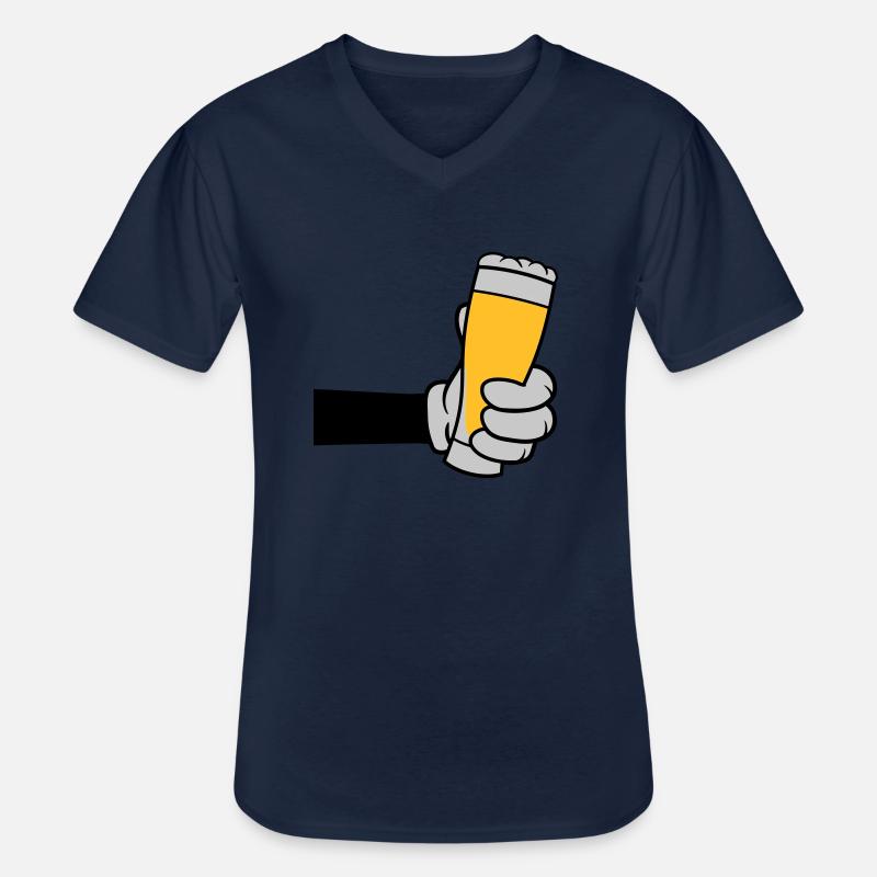 Bierglas anstoßen Comic Hand - Männer-T-Shirt mit V-Ausschnitt - Navy