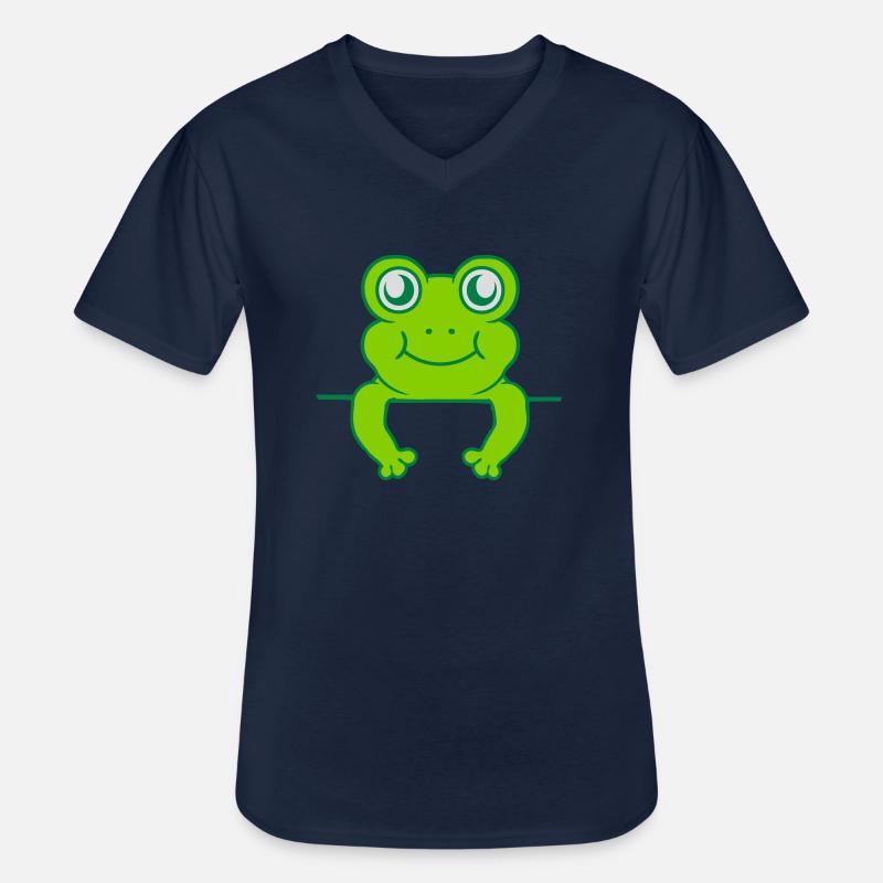 Schild Mauer Frosch Comic - Männer-T-Shirt mit V-Ausschnitt - Navy