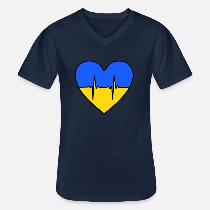 Ukraine Herz - Männer-T-Shirt mit V-Ausschnitt - Navy