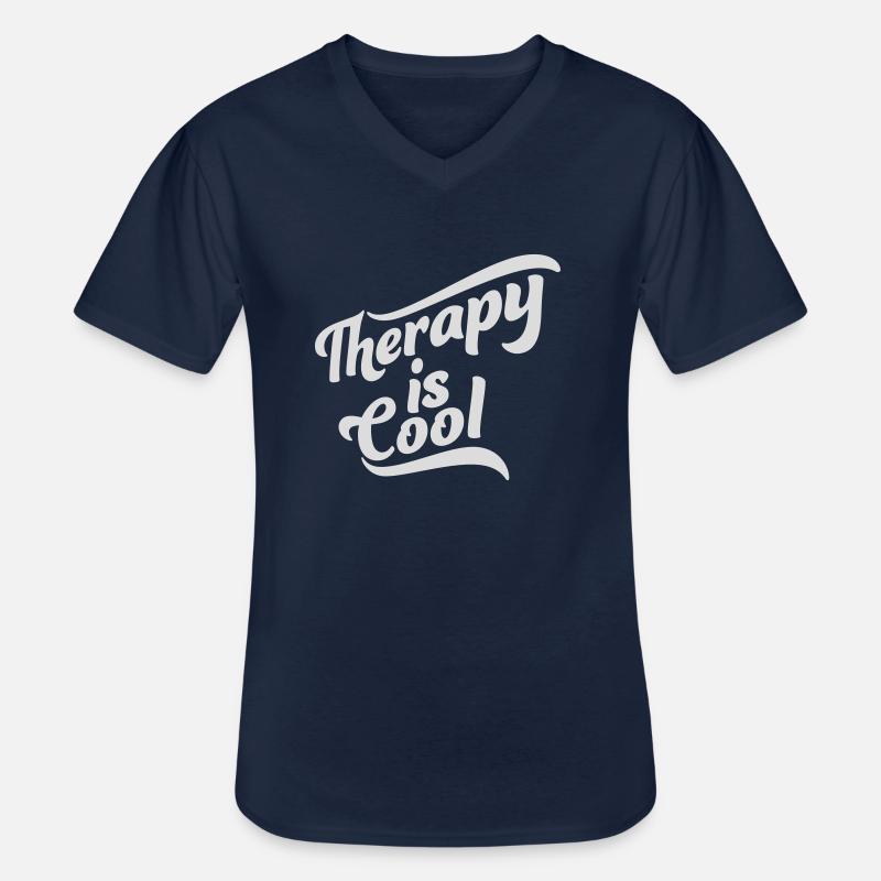 therapy is cool Zitat - Männer-T-Shirt mit V-Ausschnitt - Navy