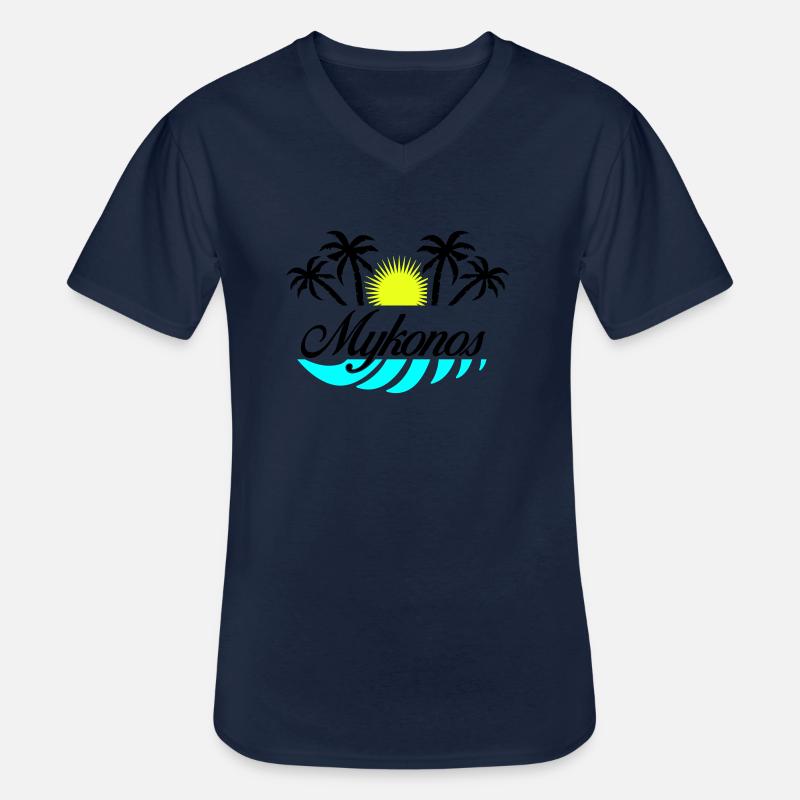 Mykonos - Männer-T-Shirt mit V-Ausschnitt - Navy