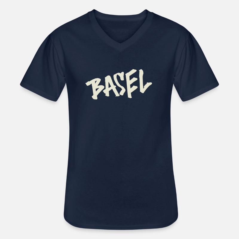 Basel - Männer-T-Shirt mit V-Ausschnitt - Navy