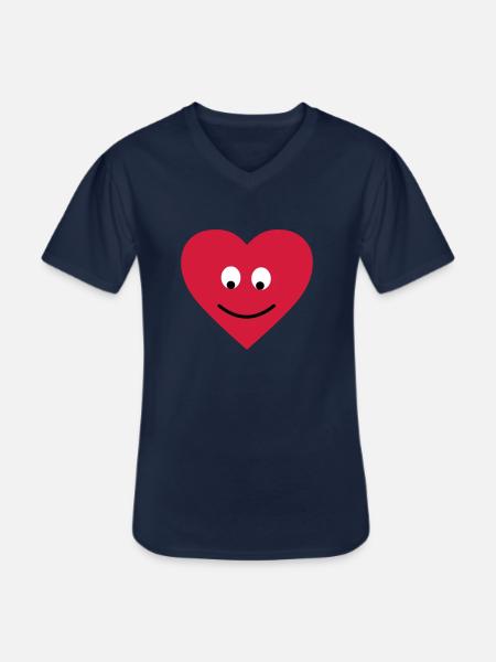 heart face - Men's V-Neck T-Shirt - navy