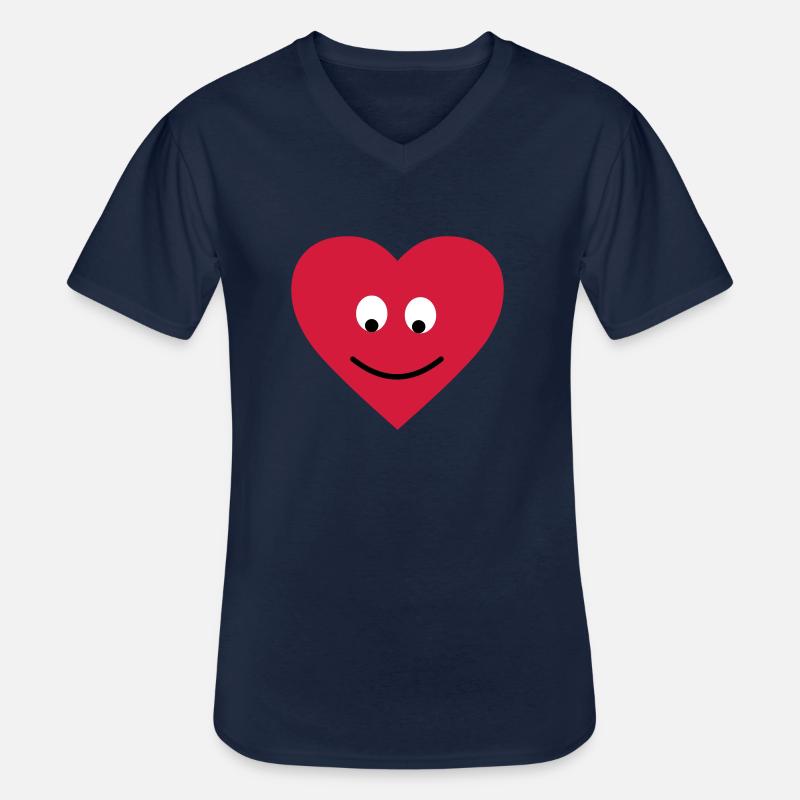 Herz Gesicht - heart face - Männer-T-Shirt mit V-Ausschnitt - Navy