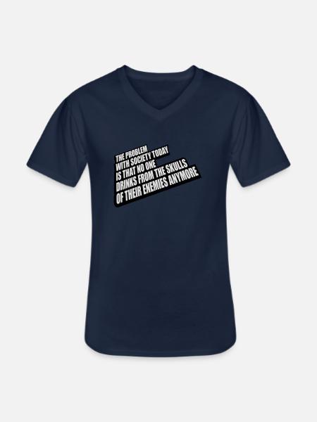drinks from enemies skulls - Men's V-Neck T-Shirt - navy