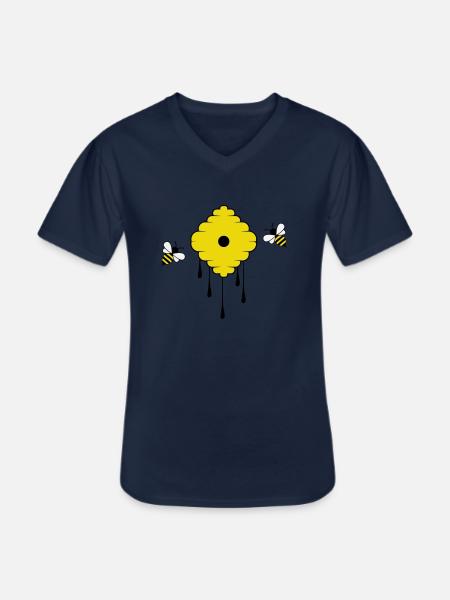 honey bees - Men's V-Neck T-Shirt - navy