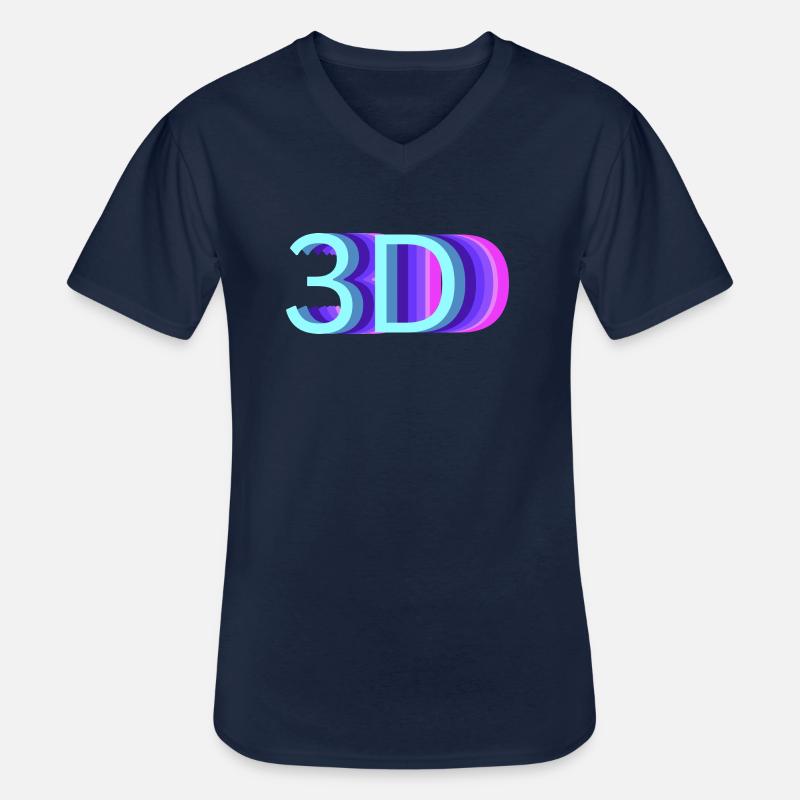 3DDD - Männer-T-Shirt mit V-Ausschnitt - Navy