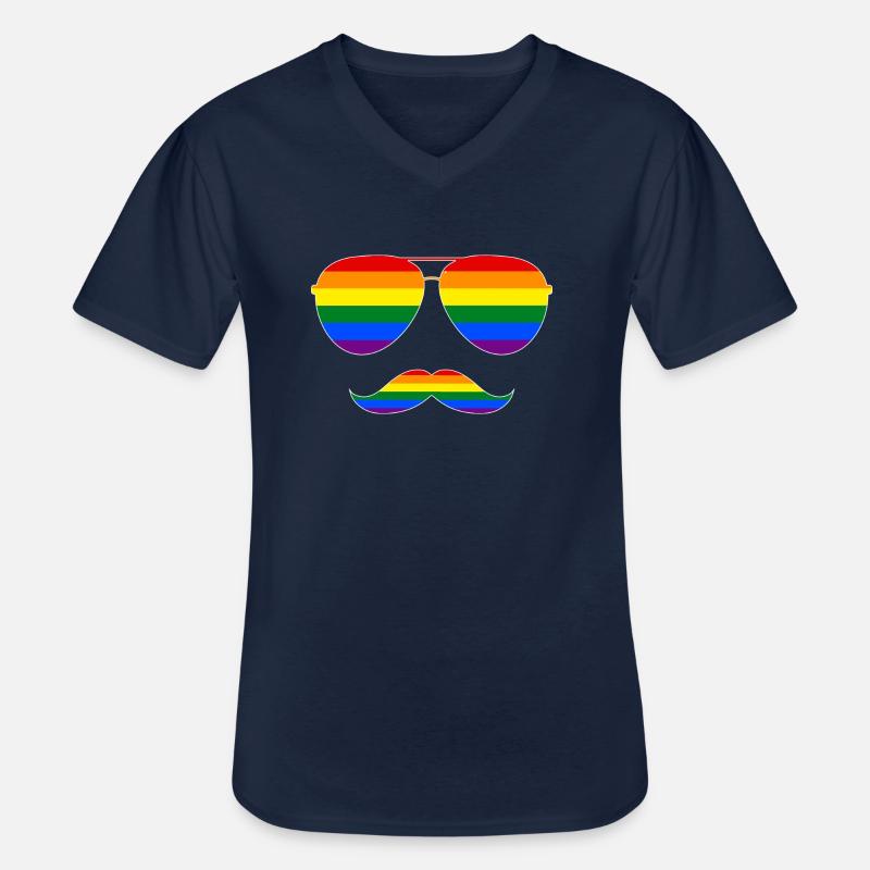 LGBT - Männer-T-Shirt mit V-Ausschnitt - Navy