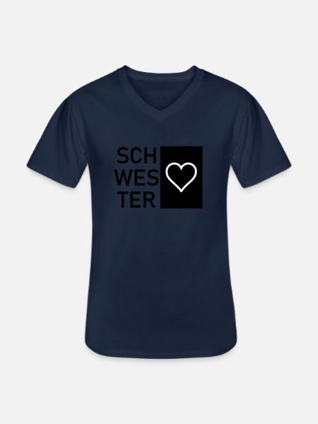 Schwesterherz - Männer-T-Shirt mit V-Ausschnitt - Navy