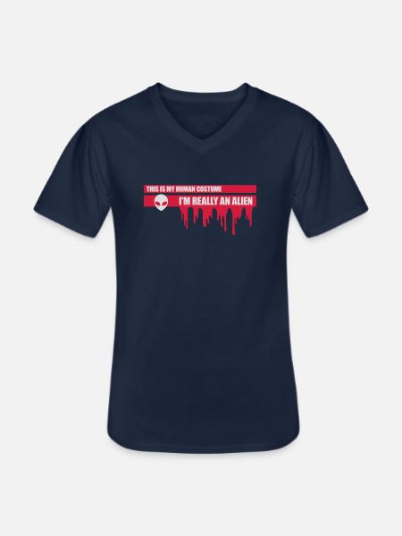 human costume alien quote - Men's V-Neck T-Shirt - navy