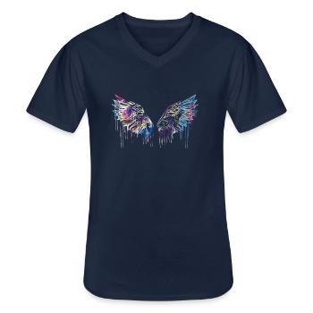 ailes d’ange, ailes, aquarelle, rouge, ailes d’ange - T-shirt col V Homme - marine - Devant - AI Model Male 178 dark (178cm)