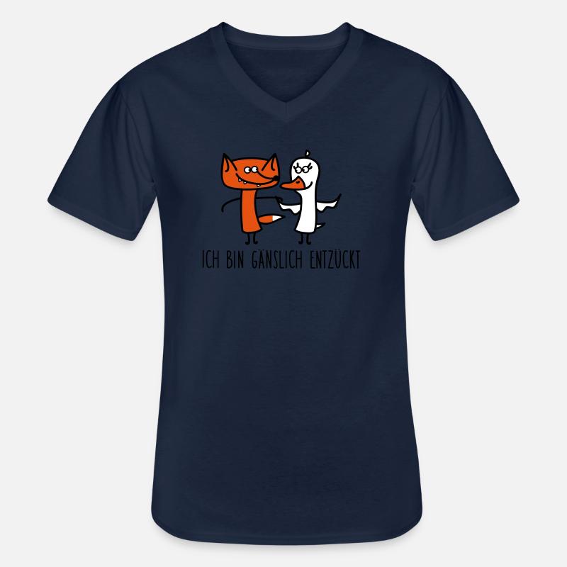 Fuchs und Gans - Männer-T-Shirt mit V-Ausschnitt - Navy