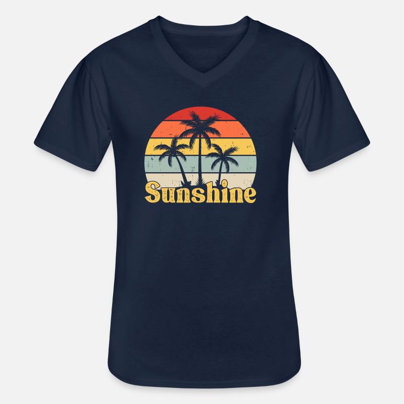 Sunshine Retro - Männer-T-Shirt mit V-Ausschnitt - Navy