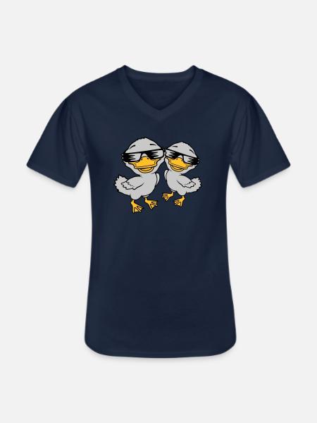 2 Cool Duckling Sunglasses - Men's V-Neck T-Shirt - navy