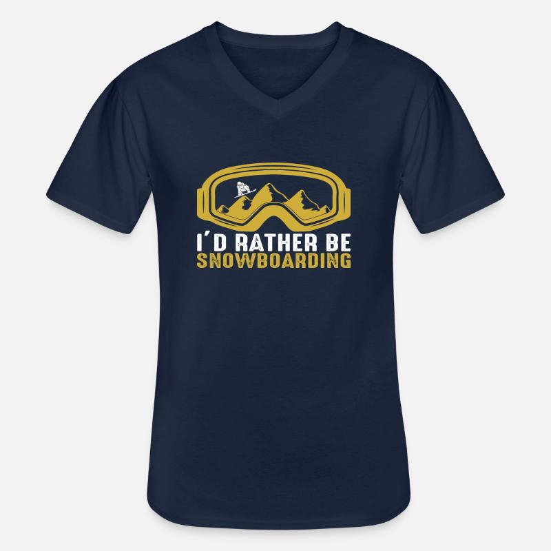 I´d rather be Snowboarding - Männer-T-Shirt mit V-Ausschnitt - Navy