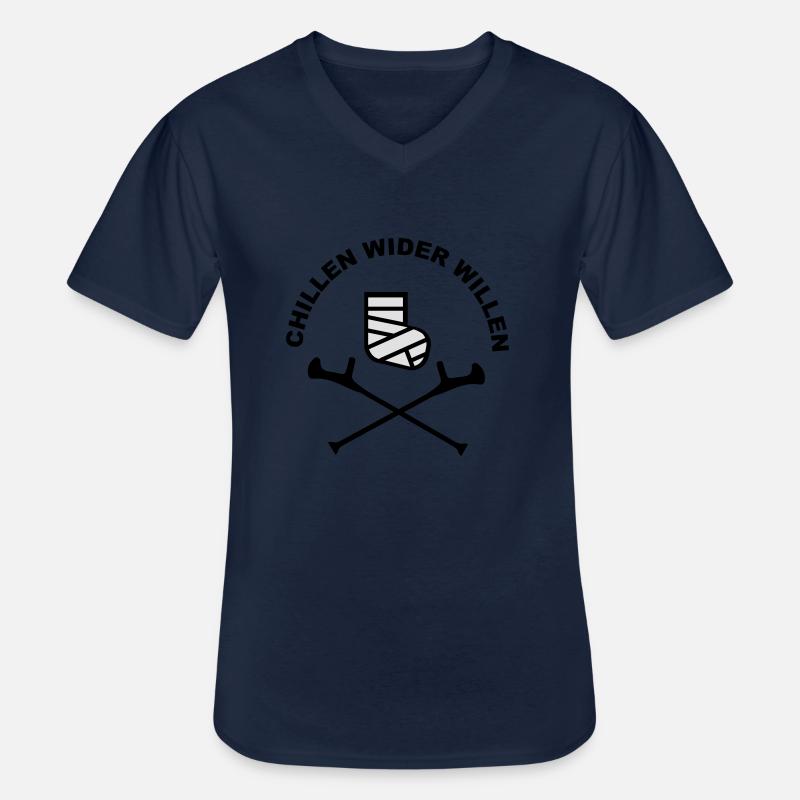 Gipsbein - Männer-T-Shirt mit V-Ausschnitt - Navy