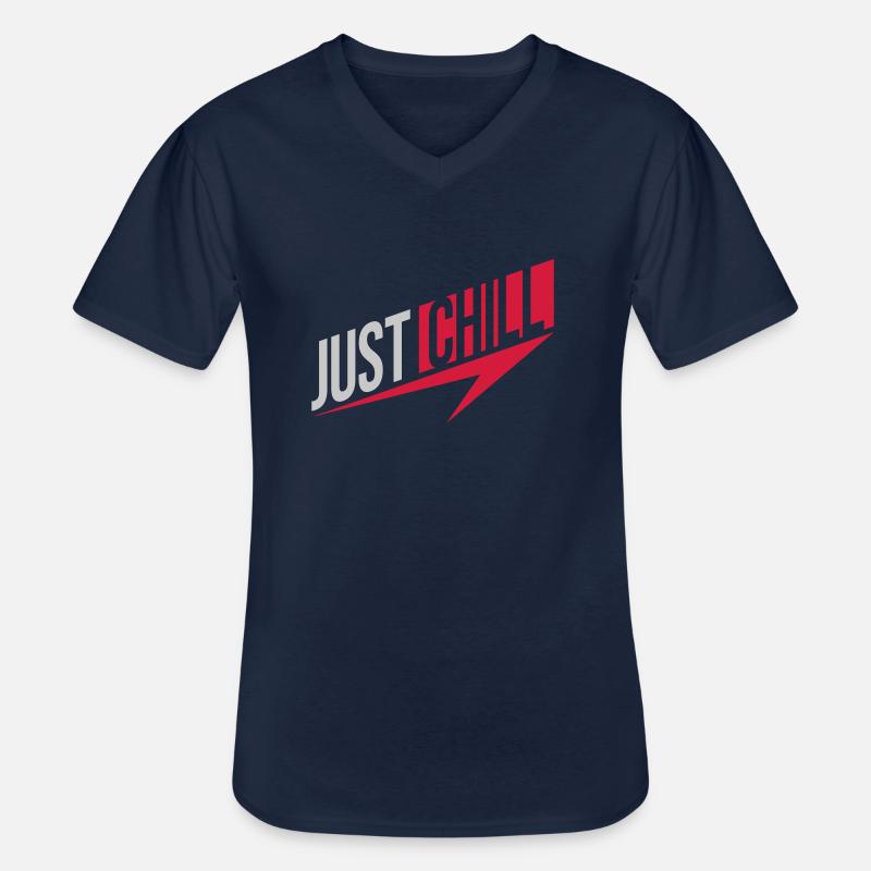 Just Chill Text Logo - Männer-T-Shirt mit V-Ausschnitt - Navy