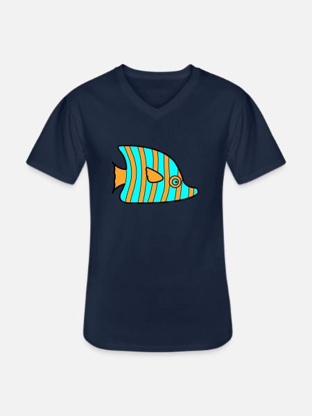 fish - Men's V-Neck T-Shirt - navy