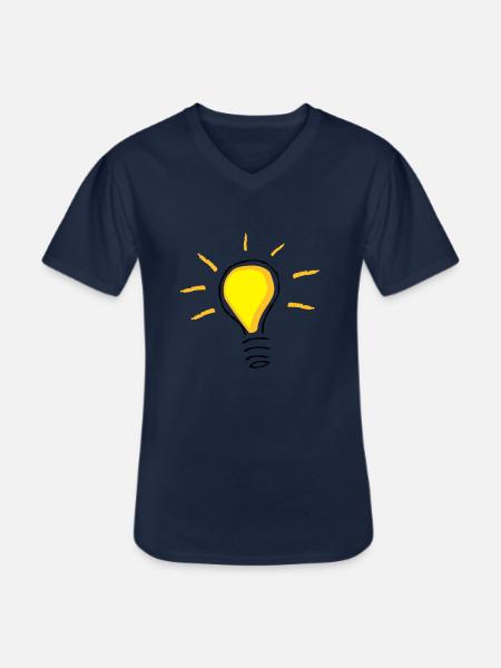 Yellow light bulb turned on - Men's V-Neck T-Shirt - navy