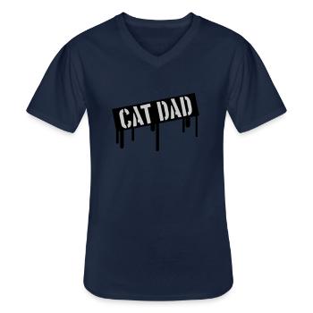 Stamp Cat Dad Logo - T-shirt col V Homme - marine - Devant - AI Model Male 178 dark (178cm)