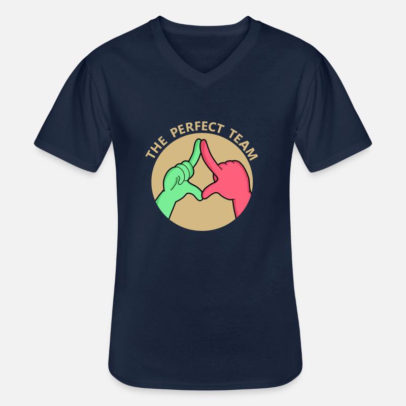 DAS BESTE TEAM - Männer-T-Shirt mit V-Ausschnitt - Navy