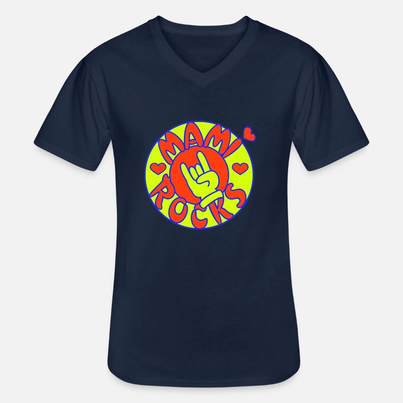 mami rocks (Kreis, 3c) - Männer-T-Shirt mit V-Ausschnitt - Navy
