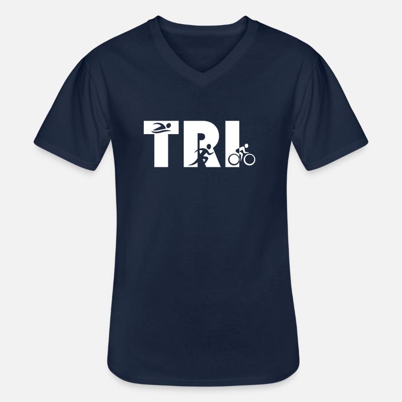 triathlon - Männer-T-Shirt mit V-Ausschnitt - Navy