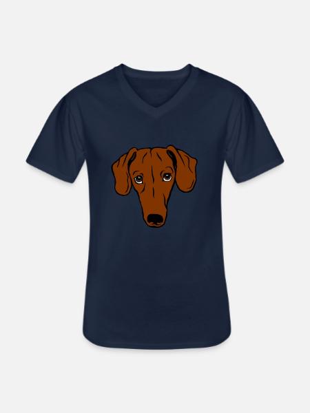 Dackel, kurzhaar - Männer-T-Shirt mit V-Ausschnitt - Navy